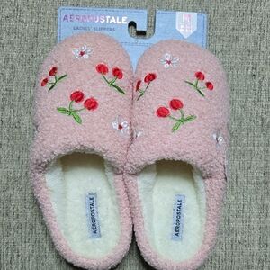 Aeropostale Pink Slippers with Cherry Design